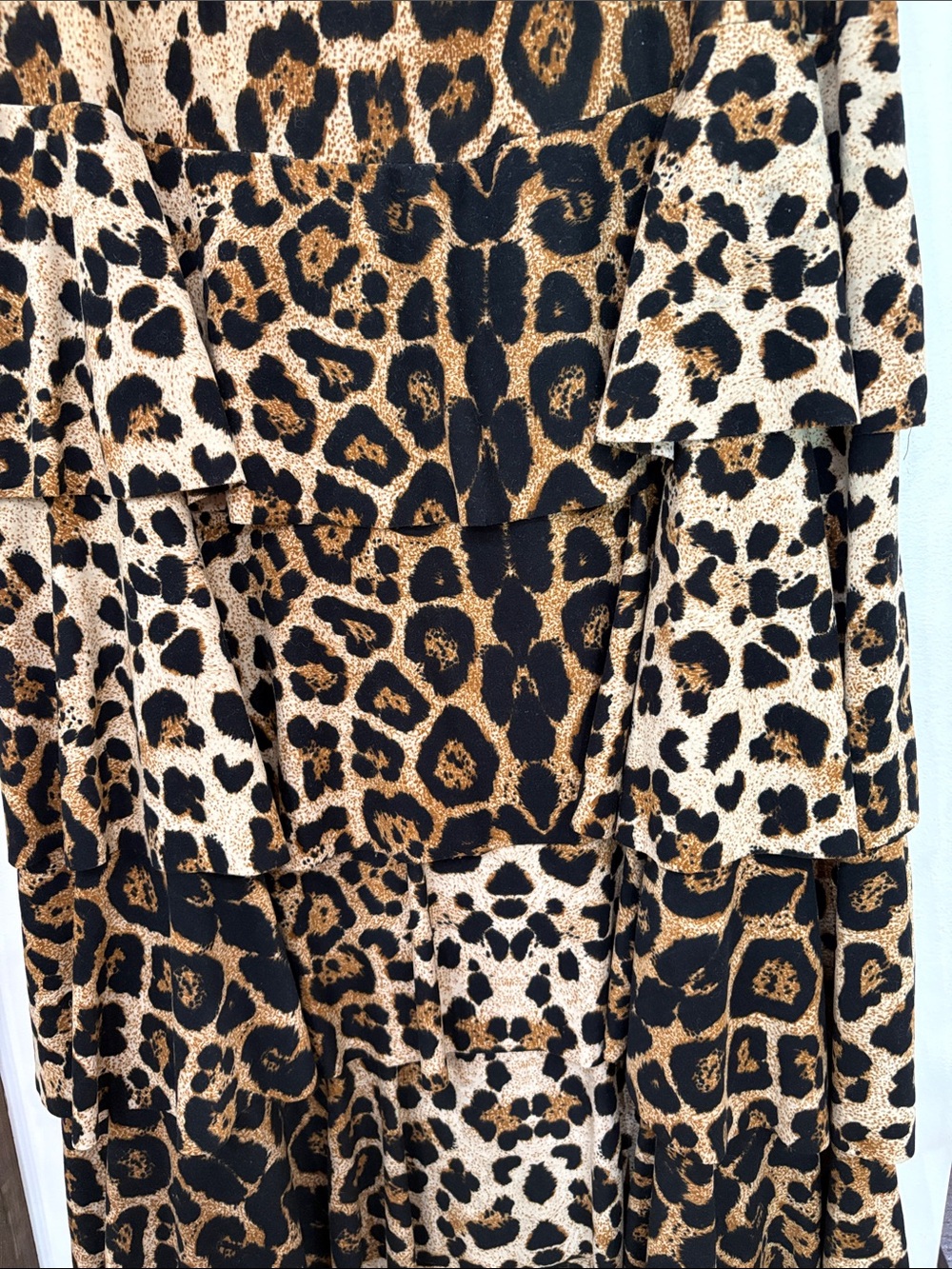 Leopard Print Tiered Maxi Skirt - Brown/Black Animal Print - Picture 3 of 3